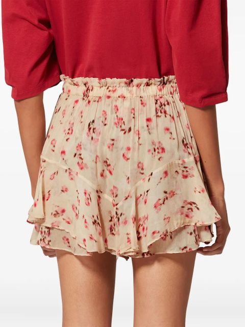 MARANT ÉTOILE Sornel ruffled floral-print shorts - Neutrals