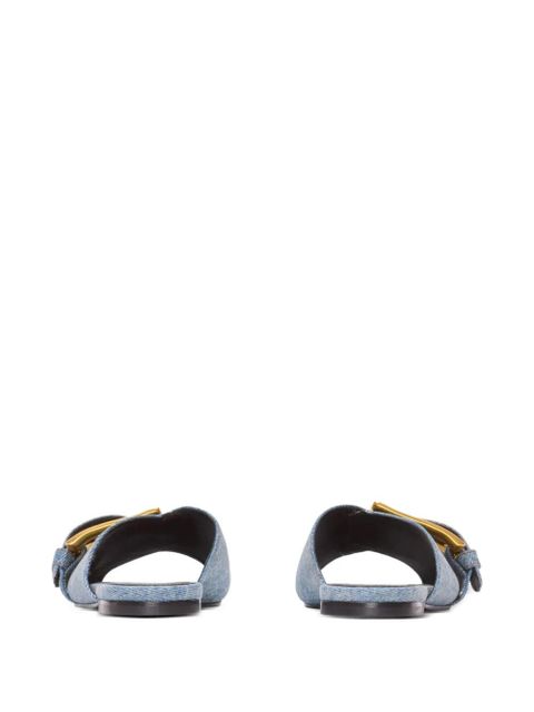 Balmain Anthem flat denim sandals - Blue