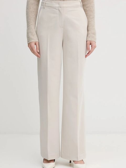 Sisley spodnie damskie kolor beżowy proste high waist 4KVXLF02I - zdjęcie produktu nr 1