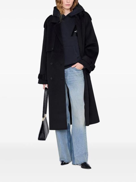 ANINE BING The Jaci logo-appliqué hoodie - Blue