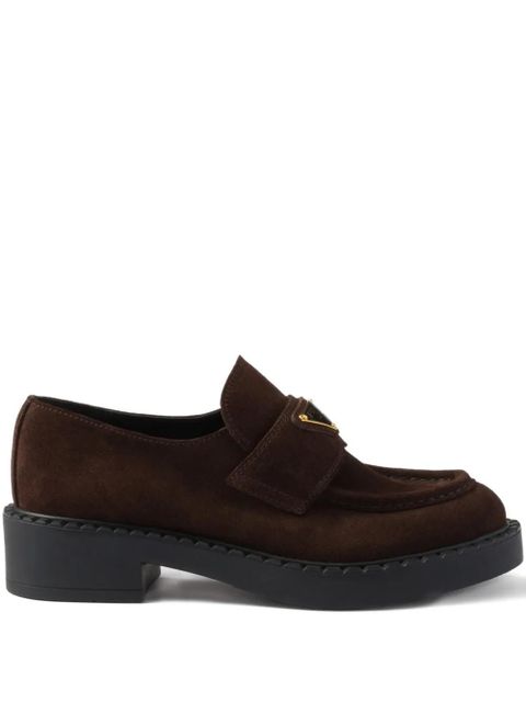 Prada suede triangle-logo loafers - Brown - zdjęcie produktu nr 1