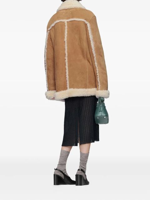 Maison Margiela shearling-trim suede jacket - Brown - zdjęcie produktu nr 2
