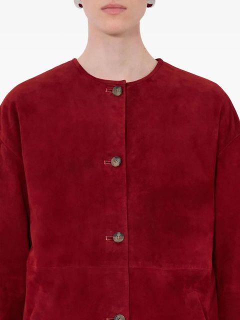 LouLou de Saison Waren single-breasted suede coat - Red
