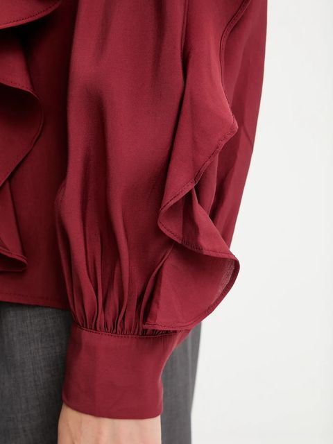 Answear.LAB koszula damska kolor bordowy regular z wiązanym dekoltem