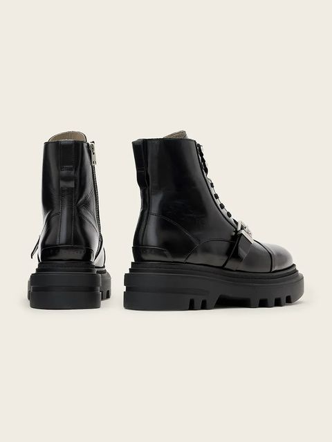 AllSaints workery skórzane Astrid Boot damskie kolor czarny na platformie W029FC