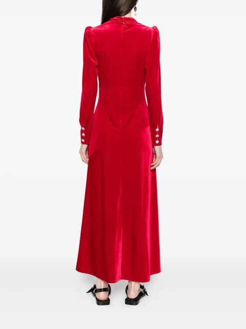 GANNI velvet jersey gathered maxi dress