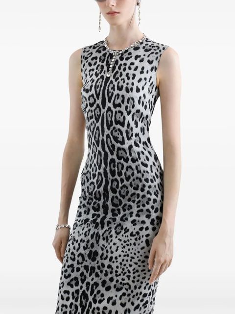 Dolce & Gabbana animal-print midi dress - White
