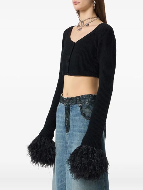 Blumarine ribbed cropped cardigan - Black