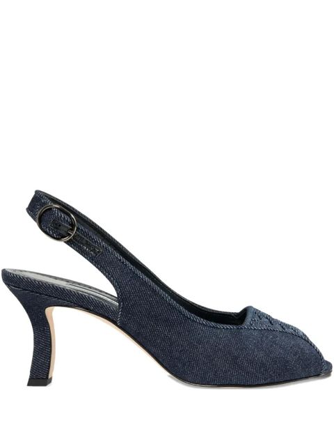 Manolo Blahnik 70mm slingback peep-toe pumps - Blue - zdjęcie produktu nr 1