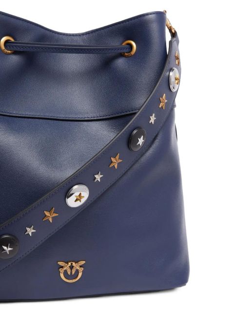 PINKO medium logo-embellished drawstring bucket bag - Blue - zdjęcie produktu nr 2