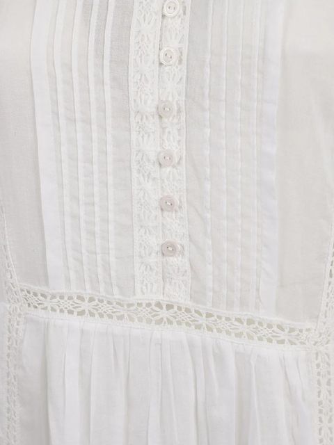 MARANT ÉTOILE pleated lace-inserts day dress - White