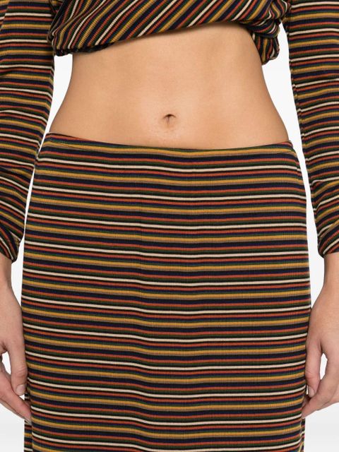 Anna Sui striped midi skirt - Brown