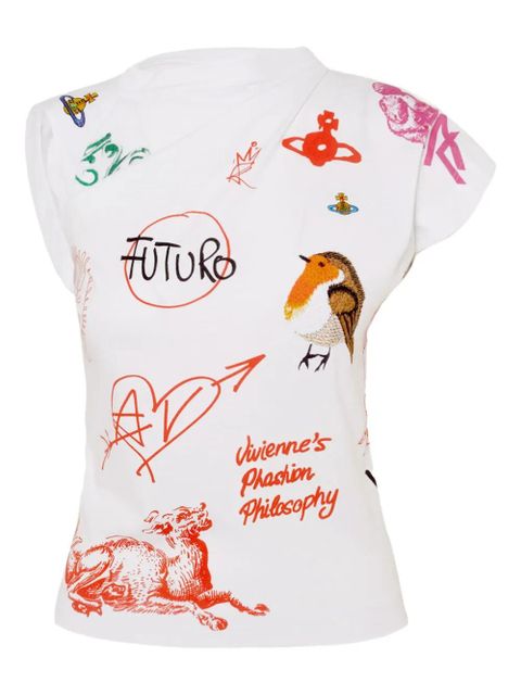 Vivienne Westwood Herbo graphic-print draped T-shirt - White - zdjęcie produktu nr 2