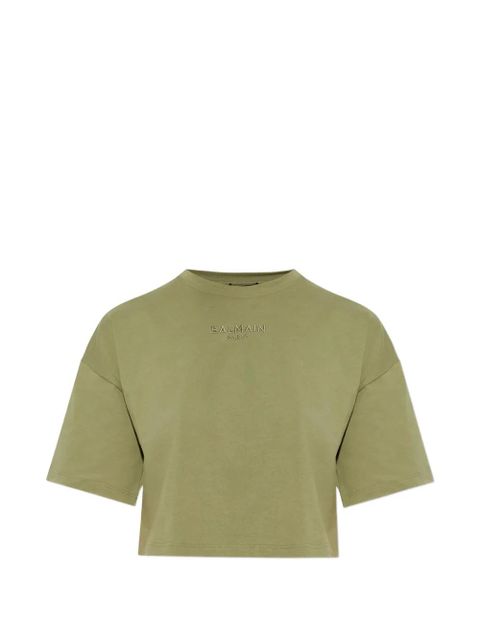 Balmain logo cropped T-shirt - Green - zdjęcie produktu nr 1