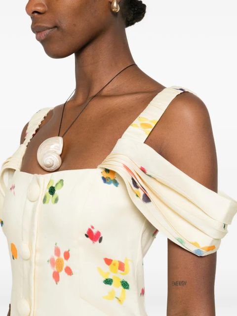 ALEMAIS Sidi square-neck midi dress - Yellow