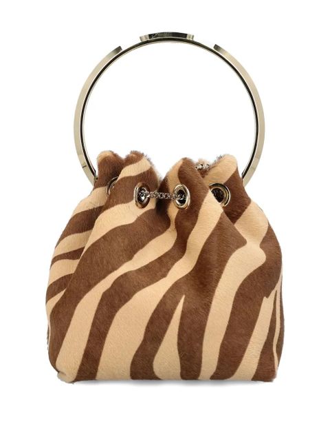 Jimmy Choo Bon Bon zebra-print ring-handle bag - Brown