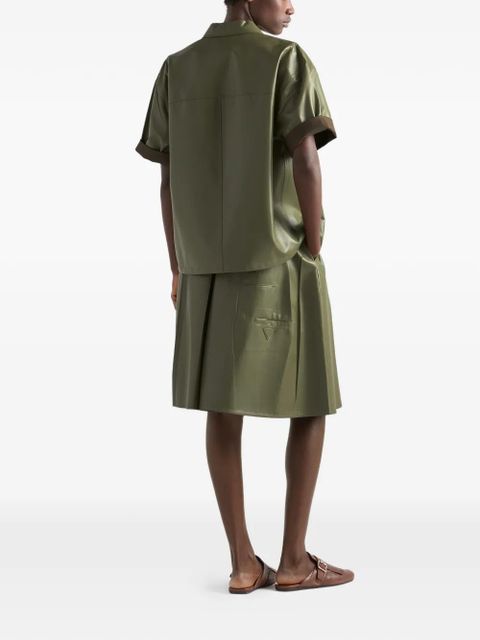 Prada pleated nappa-leather mini skirt - Green