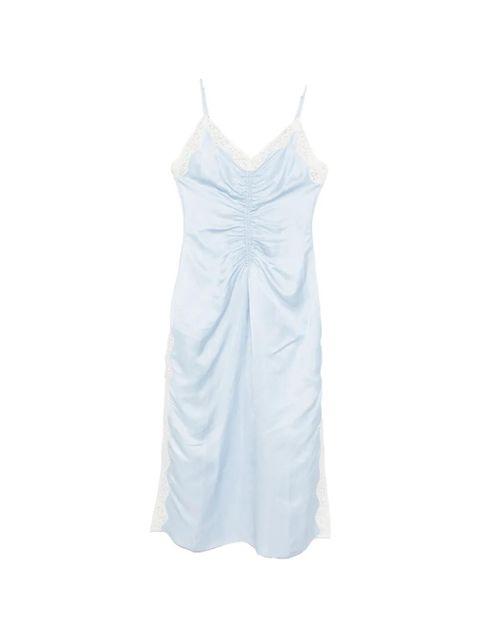 SANDRO ruched lace-detail midi dress - Blue - zdjęcie produktu nr 1