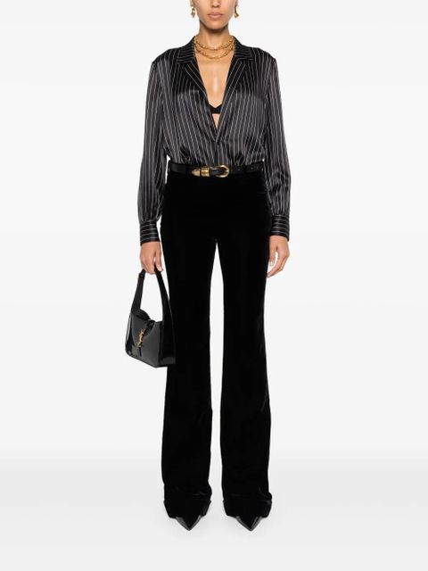 Saint Laurent striped silk pajam shirt - Black