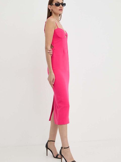 Bardot sukienka VIENNA kolor różowy midi dopasowana 58558DB