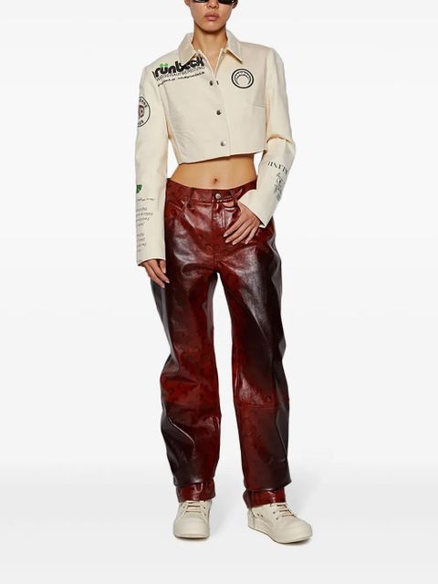 Marine Serre airbrushed leather straight-leg trousers - Red - zdjęcie produktu nr 2
