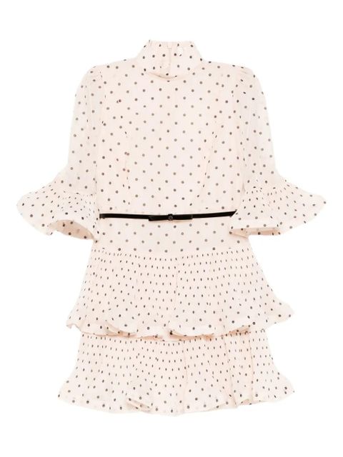 ZIMMERMANN pleated polka dot mini dress - Neutrals - zdjęcie produktu nr 2