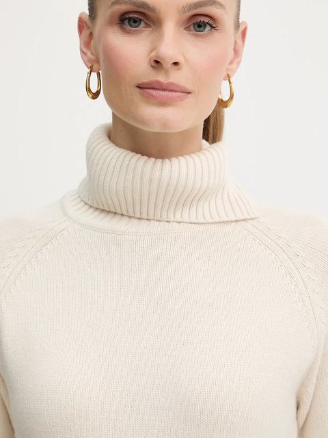 Silvian Heach sweter z domieszką wełny DIOUF damski kolor beżowy lekki z golfem GPA25232LU