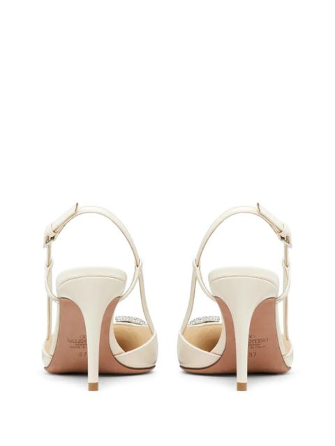 Valentino Garavani 80mm VLogo Signature slingback pumps - White