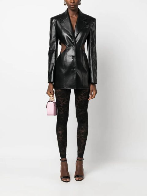 Dolce & Gabbana floral-lace logo-waistband leggings - Black