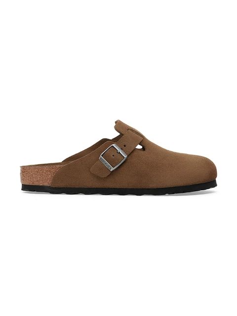 Birkenstock klapki zamszowe Boston kolor brązowy 1030814