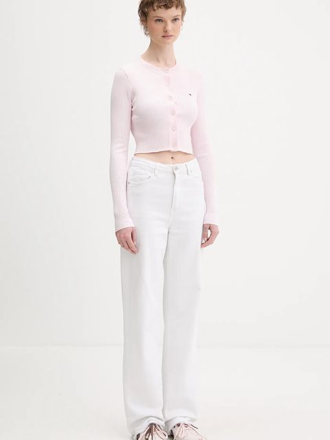 Tommy Jeans kardigan dziecięcy damski kolor różowy lekki DW0DW22023 - zdjęcie produktu nr 2