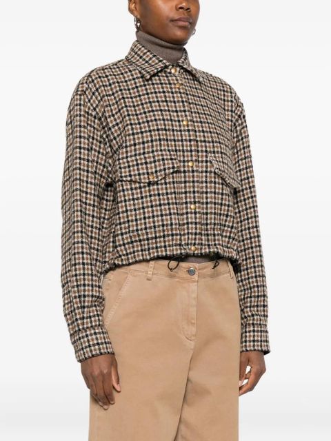 Moncler macro-check wool overshirt - Brown