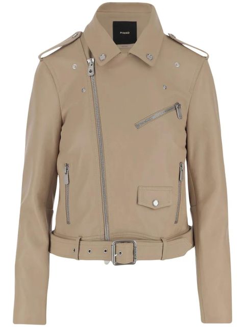 PINKO leather biker jacket - Neutrals - zdjęcie produktu nr 1