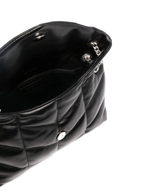 Saint Laurent quilted logo-plaque shoulder bag - Black