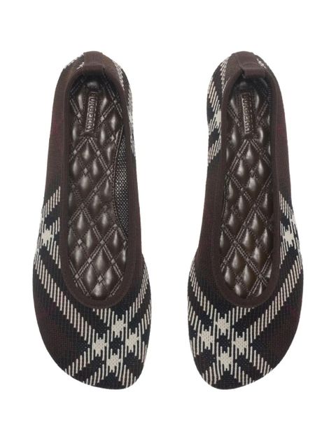 Burberry check knitted ballet flats - Black
