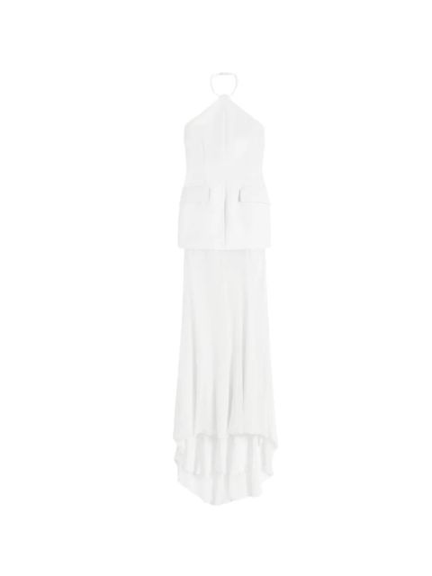 Sportmax halterneck flap-pocket dress - White - zdjęcie produktu nr 1