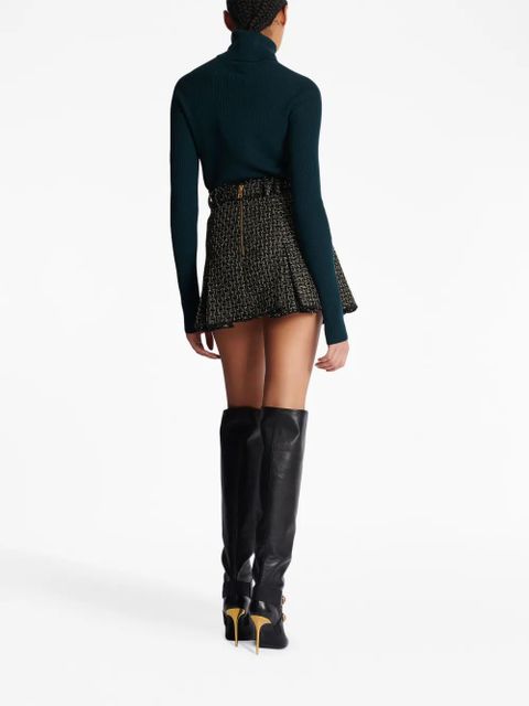 Balmain tweed pleated mini skirt - Black