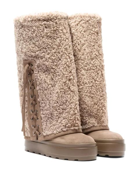 Casadei lace-up platform boots - Neutrals