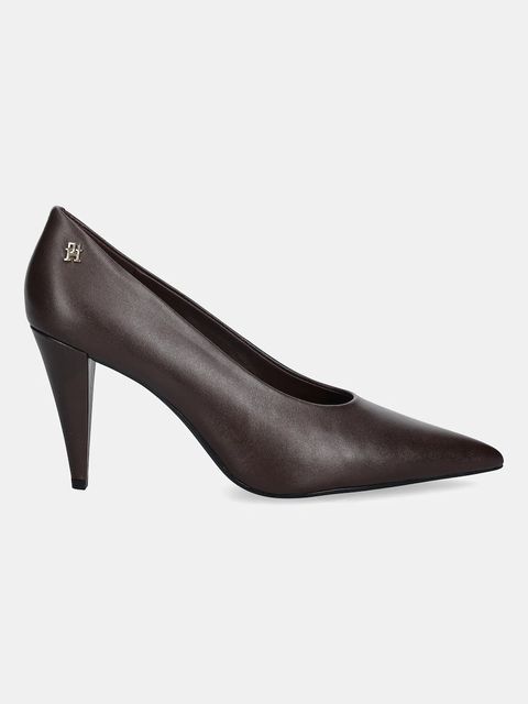 Tommy Hilfiger szpilki skórzane TH SMOOTH LEATHER PUMP kolor brązowy FW0FW08960 - zdjęcie produktu nr 2