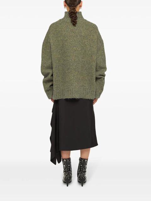 Jil Sander wool draped midi skirt - Black