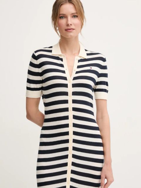 Tommy Hilfiger sukienka kolor granatowy midi dopasowana WW0WW44529