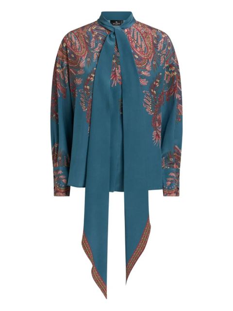 ETRO paisley-print tie-neck blouse - Blue - zdjęcie produktu nr 1