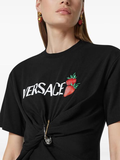 Versace Safety Pin embroidered T-shirt dress - Black