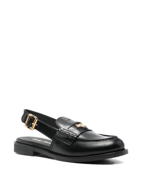 Miu Miu logo-plaque slingback loafers - Black - zdjęcie produktu nr 2