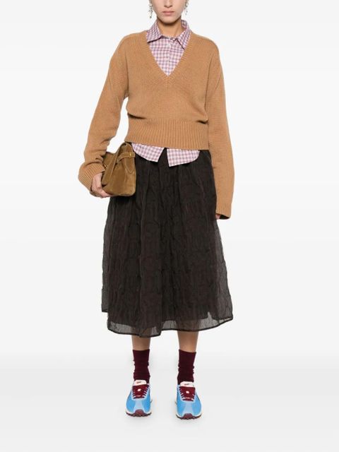 GANNI V-neck wool sweater - Brown