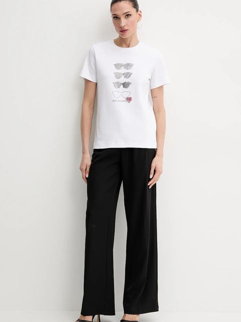 Karl Lagerfeld t-shirt bawełniany damski kolor biały A2W17103 - zdjęcie produktu nr 2