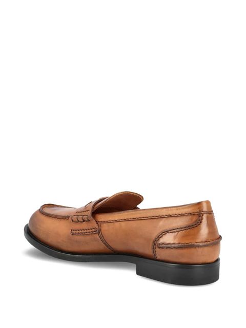Miu Miu embossed applique loafers - Brown