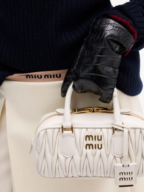 Miu Miu Arcadie matelassé arcadie leather tote bag - White