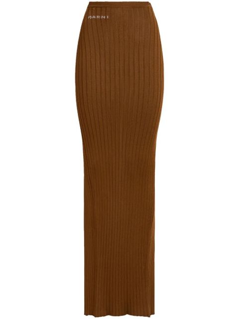 Marni logo-jacquard ribbed skirt - Brown - zdjęcie produktu nr 1