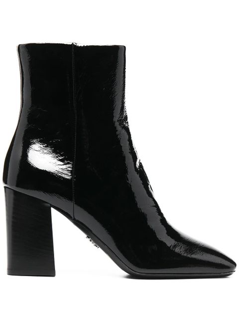 Prada 90mm patent ankle boots - Black - zdjęcie produktu nr 1